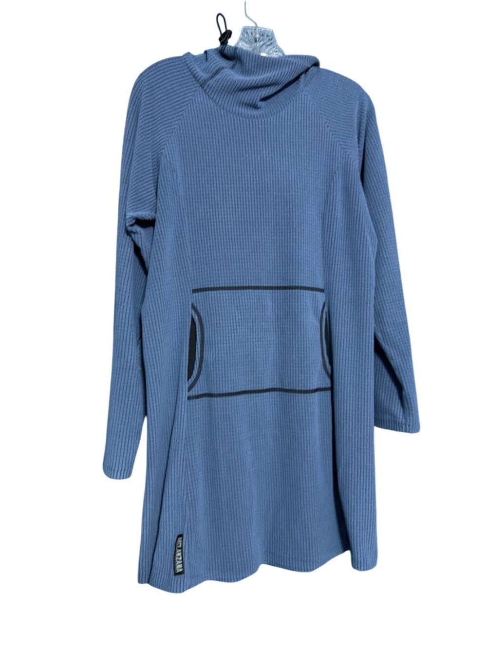 Melanzana Blue Micro Grid Hoodie Dress Large